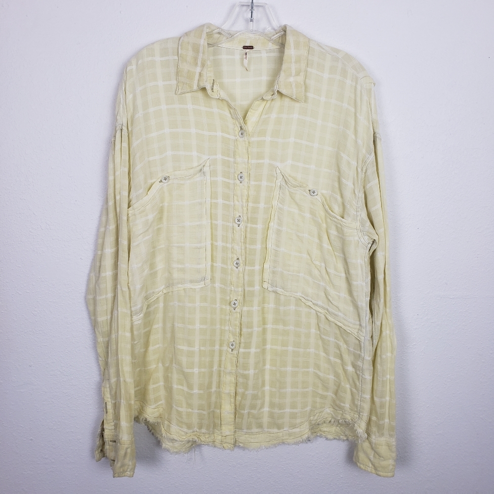 Free people | Loveland plaid button up top Medium
